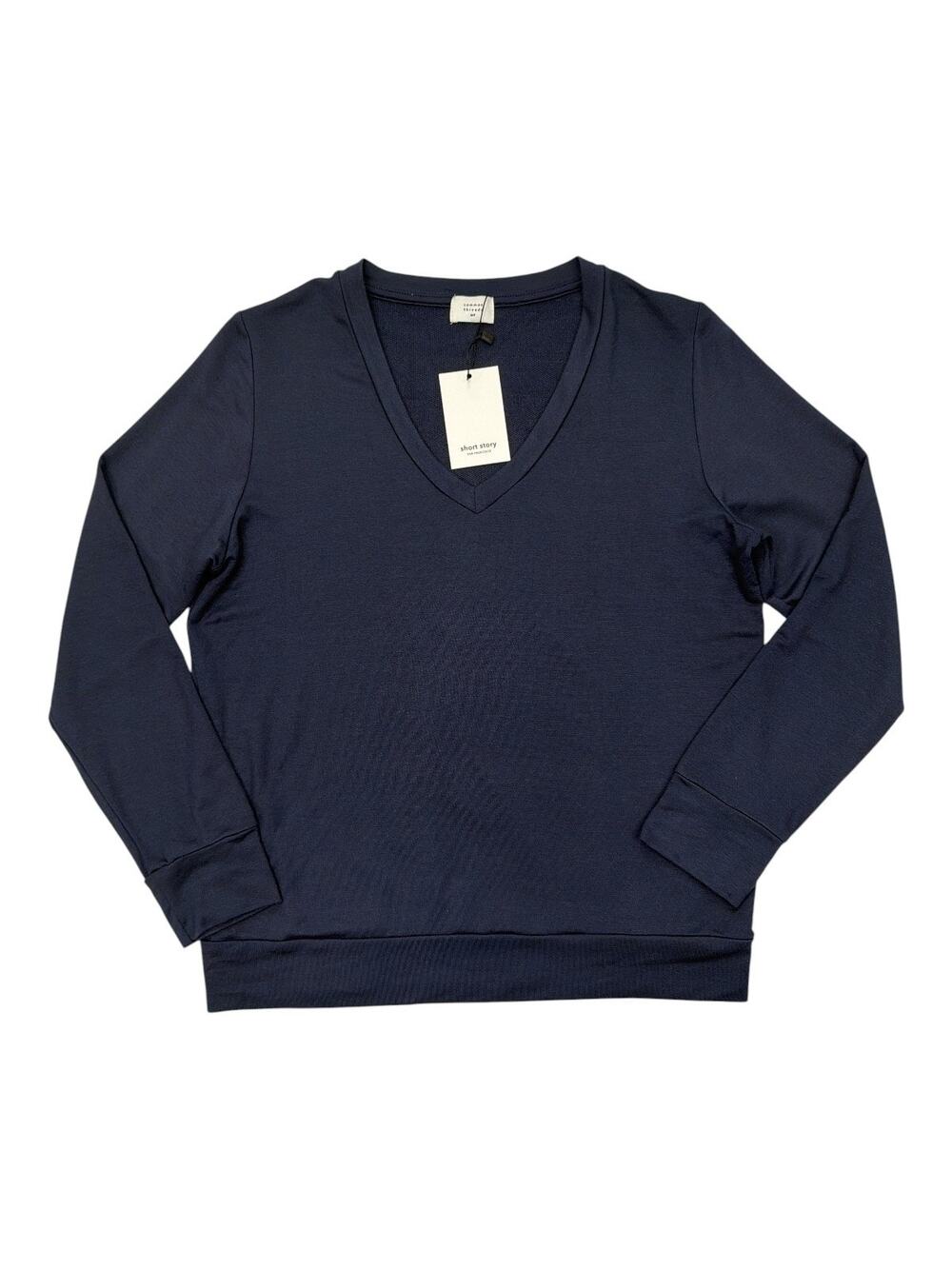 Common Threads Navy Blue V-neck Long Sleeve Blouson Top Size MP